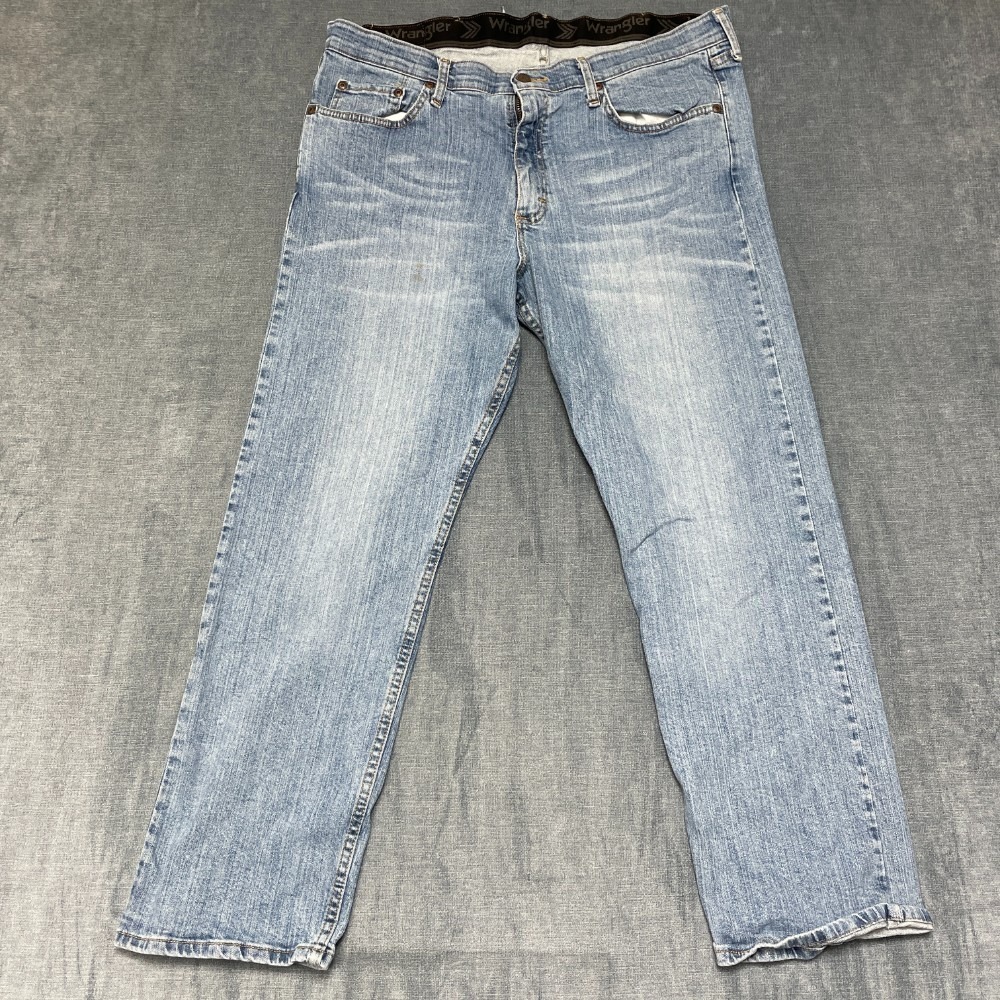 Wrangler Jeans Mens 37x28 Blue Denim Streetwear Straight Leg All Day Comfort